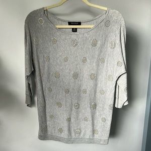 White House Black Market Embellished Gray Sweater